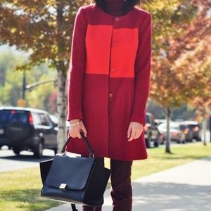 Manoukian Wool Blend Car Coat Red and Pink Sz 10